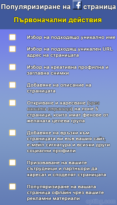 Първоначални действия за популяризиране на вашата Facebook страница