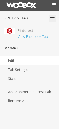 Опции за настройки на Pinterest таб-а за Facebook страницата ви