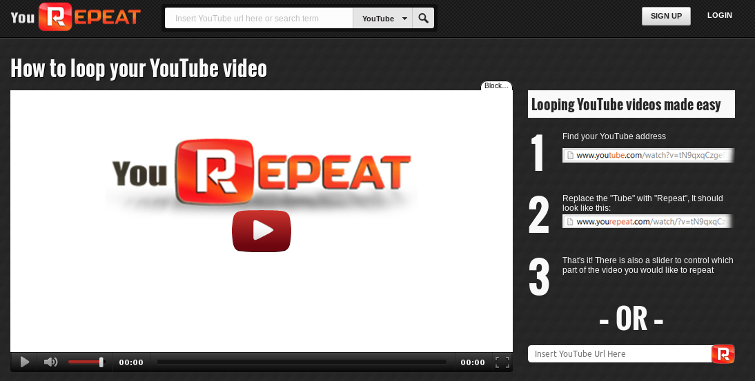 Yourepeat.com онлайн инструмент за повтаряне (repeat) на YouTube видеа и създаване на анимирани GIF файлове