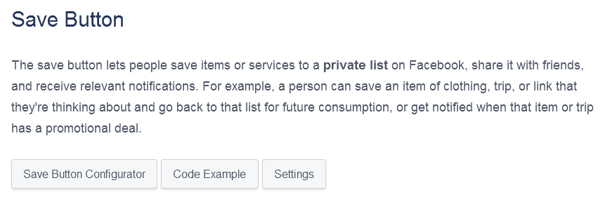Конфигуратор за бутона за запазване на информация във Facebook (Save Button)